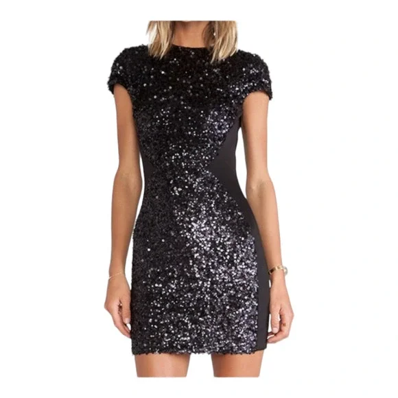 Revolve dress the population Sabrina Dress in Black Glass size medium - Picture 1 of 6